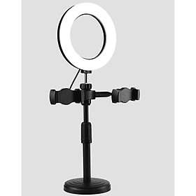 Đèn livestream/Đèn Hỗ Trợ Sáng Livestream Để Bàn Có 2 Kẹp Điện Thoại -Hàng Chính Hãng