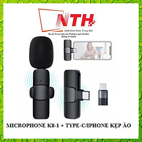 Micro không dây K8-1 2.4G khử tiếng ồn 2 giao diện trong 1 cho dành cho iPhone và Type-C