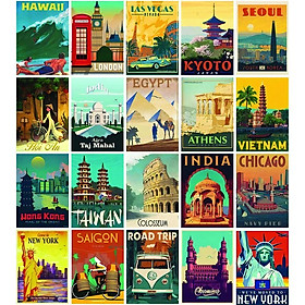 Decal Decor Vintage - Set 20 Tấm Decal Lanscape - Poster Trang trí Tường, Nội thất
