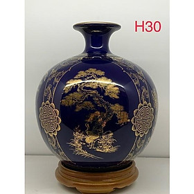 Mua Bình tài Lộc men màu  vẽ vàng kim tứ cảnh”Xuân- Hạ- Thu- Đông”. Gốm sứ Bát Tràng cao cấp