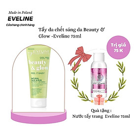 [Tặng nước tẩy trang 100ml] Tẩy da chết Eveline Beauty & Glow làm sáng da với hạt massage và Enzyme tự nhiên 75ML