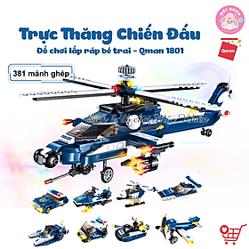 Đồ chơi lắp ráp, xếp hình Qman 1801 - Trực thăng chiến đấu (381 mảnh ghép) - Dành cho bé trai từ 6 tuổi