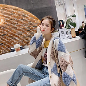 Áo khoác len dệt kim mềm cổ V dáng rộng ohong cách thời trang Hàn