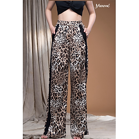 Quần beo lụa cát form suông đắp chiffon dọc LM112431 [BST Da Beo