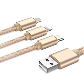 Cáp sạc iPhone Samsung điện thoại máy tính bảng cáp dù đa năng 3 in 1