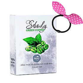 Nấm Hỗ trợ Giảm Cân Sbody Green Coffee (Hộp 12 gói /180G) Đốt Cháy Mỡ Thừa - Tặng Kèm Cột Tóc Tai Thỏ Ngẫu Nhiên