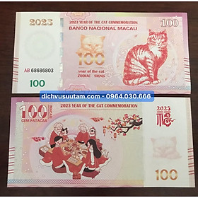 Mua Tờ 100 Ma cao lưu niệm Tết 2023  TẾT SUM VẬY con Mèo  bảo an phát quang đẹp