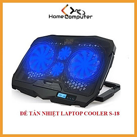 Hình ảnh Đế tản nhiệt laptop, S18 COOLER 4 quạt mạnh mẽ, ổn định, chống ồn, dòng cao cấp cho game thủ - Hàng Chính Hãng