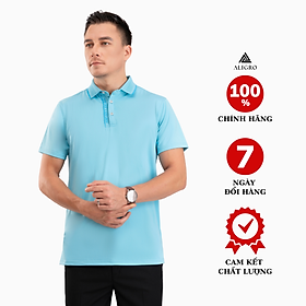 Áo polo golf nam ngắn tay ALIGRO chất vải coolmax màu xanh biển năng động ALGPLO105