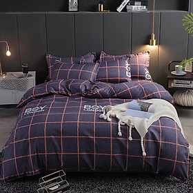 Bộ chăn ga gối cotton PL1 - Caro Boy - TẶNG 01 MÓC KHÓA HOUSTON