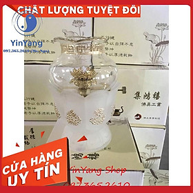 Cặp đèn dầu trắng hoa lưu ly size to 17cm