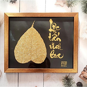 Mua 12 mẫu tranh DÁT VÀNG nhiều mẫu thư pháp lá bồ đề 20x25 cm