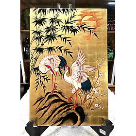Mua Tranh sơn mài dát vàng bạc  cẩn ốc cao cấp Thanh Bình Lê size 40x60 cm