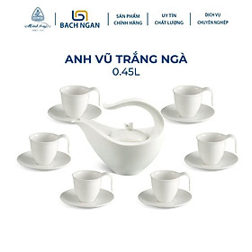 Mua Bộ Ấm Trà Gốm Sứ Minh Long 0.45 L Anh Vũ Trắng Ngà hàng đẹp  cao cấp  sang trọng đãi khách  quà tặng - 6 tách