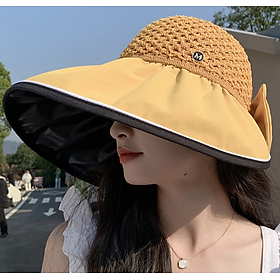 Mũ rộng vành chống nắng chống tia cực tím cao cấp mới, nón nữ rộng vành gắn nơ thời trang