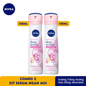 Combo 2 Xịt Serum Ngăn Mùi NIVEA Trắng Mịn Hương Hoa Hồng Hokkaido (150ml) - 85304