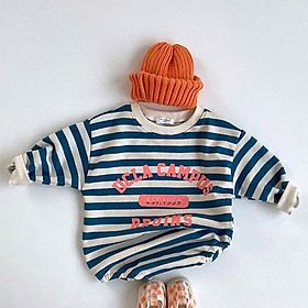 Mùa Thu Bodysuits Dài Thun Bé Quần Áo In Chữ Trẻ Sơ Sinh Áo Liền Quần Đùi Bé Trai Sọc Bé Gái Onesie - 6m