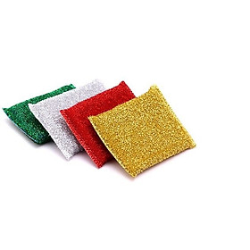 Mua Bộ 4 miếng rửa chén kim tuyến đa năng siêu sạch cao cấp - giao màu ngẫu nhiên 6x6cm(Bách Hóa BB)