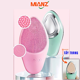 Máy rửa mặt Mango Mianz đẩy dưỡng chất serum tinh chất toner lotion, làm sạch sâu, silicone siêu mềm, ánh sáng sinh học