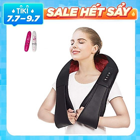 Đai Massage Thư Giãn Đa Năng 8 Đầu Massage Cho Cổ Vai Gáy Có Chức Năng Nhiệt Giúp Tăng Cường Lưu Thông Máu - Tặng kèm máy massage cầm tay Mini - Hàng nhập khẩu