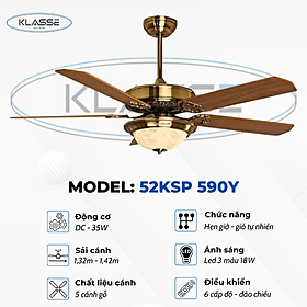 Mua Quạt trần chùm đèn Klasse 52KSP 590Y hàng chính hãng