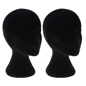 2x Female Foam Mannequin Manikin Head Model Wigs Glasses Display Stand Black