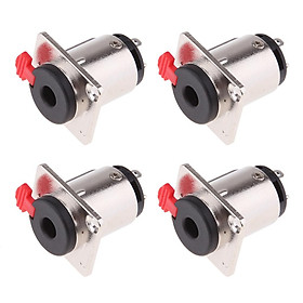 QTY(4) 3 Pole 6.35mm 1/4'' Female Jack Panel Chassis Lock Socket Audio Connector