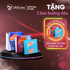 Combo bao cao su LifeStyles Love Time 3 bao + 1 hộp bao cao su Lifetysles MIxed Berry 3 bao