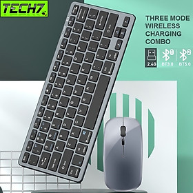 Bộ Bàn phím chuột không dây mini W616 - pin sạc - đa kết nối bluetooth 5.0 + 3.0 + Usb wireless 2.4G hàng nhập khẩu - Màu Xám