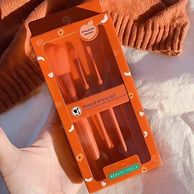 Bộ 4 Cọ Trang Điểm Lông Mịn Tone Cam Hồng MILA COLOR Beauty Tools