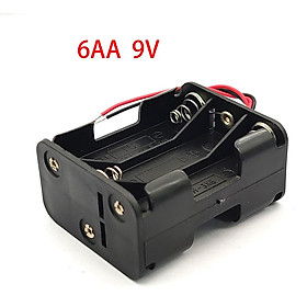 6AA Pin 9V Lưu Trữ Giá Đỡ 6 Pin AA Ốp Lưng Hộp Pin AA Pin Kẹp Khe Cắm 2 Lớp lưng Lưng Kèm Dây Cáp