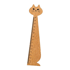 Wooden Straight Ruler Korean Style Cartoon Cat Ruler for Girls Boys Children