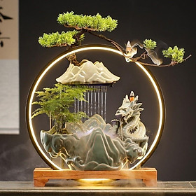 Mua  Hỏa Tốc  Thác Nước Phong Thủy Kỳ Lân  Rồng  Hươu Kèm Đèn Led tặng kèm cây xanh và nụ trầm