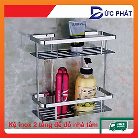 GIÁ ĐỂ ĐỒ NHÀ TẮM 2 TẦNG, GIÁ ĐỂ ĐỒ TREO TƯỜNG INOX 304 CAO CẤP, KỆ INOX THẲNG