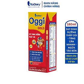 Sữa uống dinh dưỡng Oggi Gold 180ml giúp bé tăng cân nhanh, ngừa táo bón - VitaDairy - 1 thùng