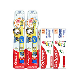 Combo 2 Bàn chải đánh răng Colgate Minion và Kem đánh răng Colgate Kid Free From bé 3-5 tuổi