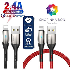 Mua Cáp Sạc nhanh Baseus B01 (dài 1m 2.4A  Sạc nhanh  Siêu bền) có đèn LED Cho Iphone / Ipad - Hàng chính Hãng