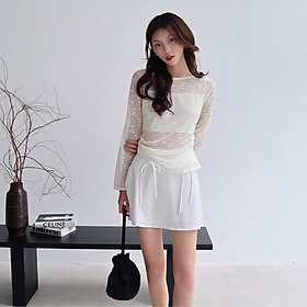 Chân váy dáng ngắn form chữ A nơ cột trước Slay Miều Est.2013