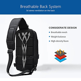 Anti Theft Sling Bag Chest Bag with USB Charging Port Lightweight Daypack Cross Body Large Capacity USB Charge Rucksack for Men Travel Hiking Cycling