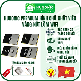 Công tắc thông minh Hunonic Premium Viền Vàng Kính Lõm cảm ứng 1/2/3/4 nút-Hàng Chính Hãng