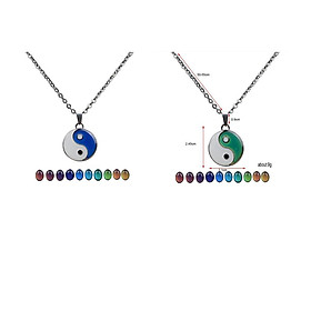 2Pcs Tai Chi Charms Pendant Necklace Color Change Mood Necklace Choker Chain
