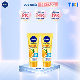 Bộ 2 Tinh Chất Dưỡng Thể NIVEA Vitamin Super C+ Dưỡng Trắng Da Chống Nắng SPF50 Vitamin C (180 ml) - 98448