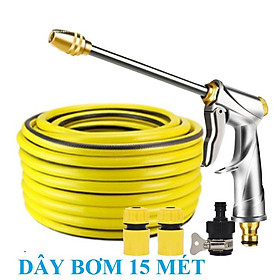Mua Bộ dây vòi xịt nước rửa xe  tưới cây . tăng áp 3 lần  loại 15m 206701-2 đầu đồng  cút+tặng mở chai