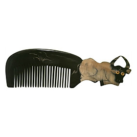 Lược Sừng Trâu Tự Nhiên Màu Đen L57 Hình Con Trâu (Dài 18cm x 5,5cm)