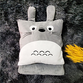 Bộ Mền Gối Ngủ Totoro Vuông Cao Cấp - Tặng Kèm Cây Massage Đầu - Hàng Loại 1 Nỉ Nhung siêu mịn (2 Lớp Lông) - Quà Tặng Ý Nghĩa Chăn Gối Văn Phòng Tiện Lợi