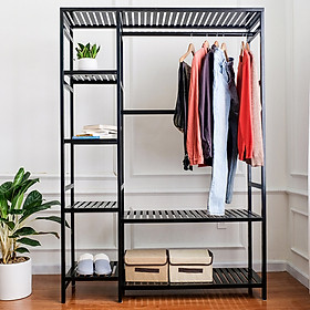 Tủ Giá Treo Quần Áo Gỗ Double Hanger (120 x 35.5 x 172 cm) Nội Thất Kiểu Hàn BEYOURs