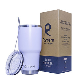 Ly Giữ Nhiệt Nắp Trượt Chống Tràn Rinfere - Tặng Kèm Ống Hút Không Gỉ, Dụng Cụ Vệ Sinh Ông Hút (900ml)