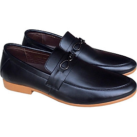 Giày tây nam Trường Hải không dây da bò thật màu đen đế kếp mềm không trơn hàng may chắc chắn GT079