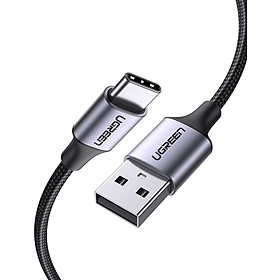 Cáp USB type C to A bọc nhôm chống nhiễu 3M màu xám đen Ugreen 288TYC60408US Hàng chính hãng