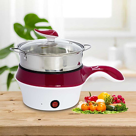 Mua Ca Nấu Mì Nồi Lẩu Điện Mini Kiêm Chảo Có Lớp Chống Dính Xửng Hấp 2 Tầng MT-18 (18cm) - Màu Ngẫu Nhiên - Hàng Chính Hãng